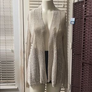 Eileen Fisher organic linen-blend open-front cardigan